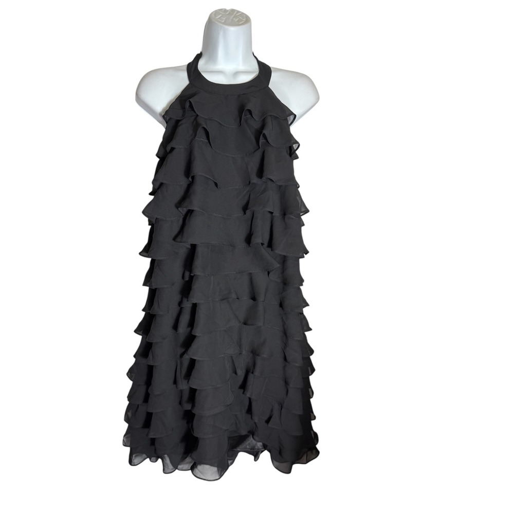 NWT City Chic Dress Size 18 Black Dress Waterfall Ruffle Halter Party‎ Cocktail